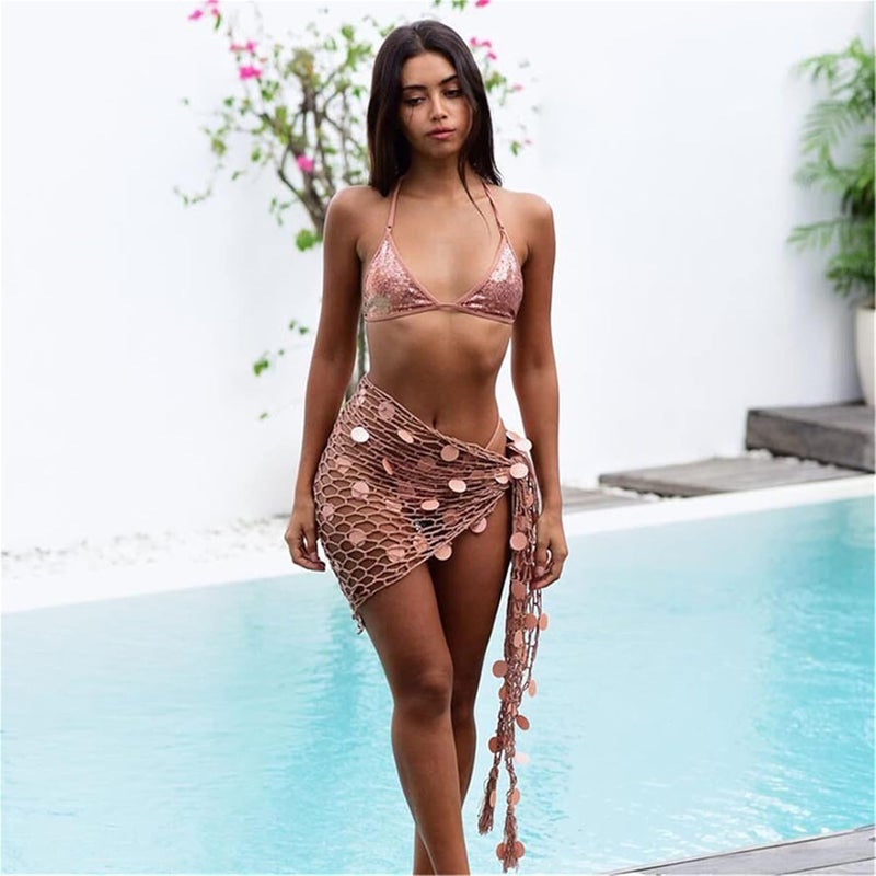 Ldcx Green Swimwear Cover Up Crochet Sarong,Sexy Fashion Beach Hand Crochet Shawl Capelet Fishnet Net Skirt.(SJJ42) - Image 4